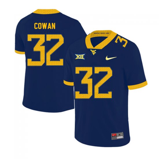 Men's West Virginia Mountaineers NCAA #32 VanDarius Cowan Navy Authentic Nike 2019 Stitched College Football Jersey IA15O68HG